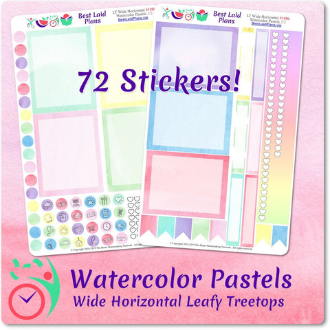 Image of Leafy Treetops Wide Horizontal Weekly Kit Watercolor Pastels
