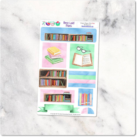 Image of Planner Stickers Travelers Notebook Bookworm Pink Blue Green August School