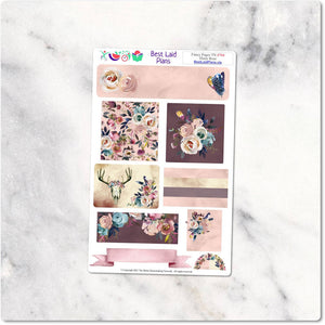 Planner Stickers Travelers Notebook Fancy Pages flowers pink wine beige skulls feathers