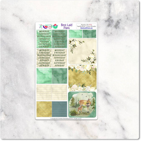 Image of Headers Trackers and Checklists Kit Leafy Treetops TN Vanilla Rose Forest Wonder
