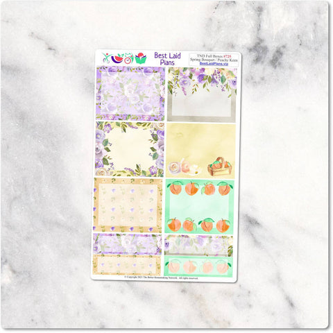 Image of Planner Stickers Travelers Notebook Full Boxes Floral Spring Bouquet Peach