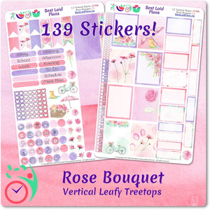 Leafy Treetops Vertical Weekly Kit Watercolor Rose Bouquet