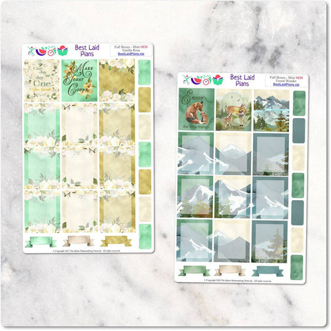 Image of Stickers Happy Planner Mini Full Boxes Forest Wonder Vanilla Rose TN BuJo
