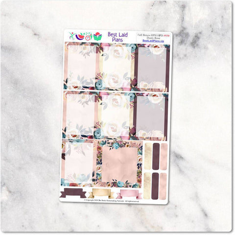 Image of Happy Planner Stickers Full Boxes Bohemian Boho Peony Dusty Rose