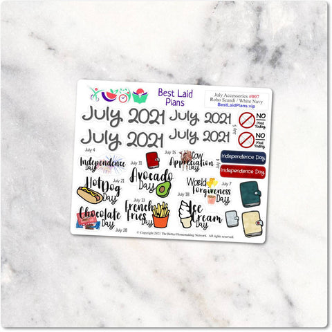 Image of July Calendar Planner Holiday Stickers