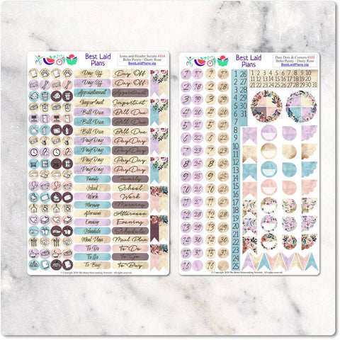 Image of Planner Stickers Functional Bundle Boho Peony Dusty Rose