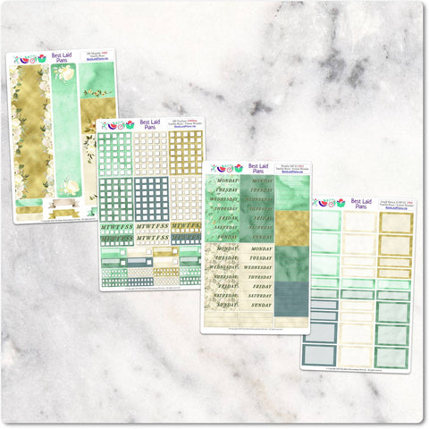 Image of Planner Stickers Happy Planner Classic Vertical Horizontal Dashboard Floral Green