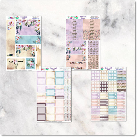 Image of Planner Stickers Leafy Treetops Functional Bohemian Boho Peony Dusty Rose