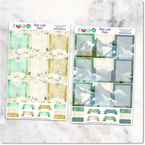 Image of Planner Stickers Full Boxes Green Floral Animals