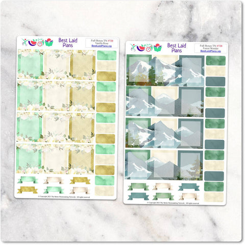 Image of Planner Stickers Boxes Floral Green TN