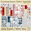 Functional Planner Sticker Superpak - Roho Scandi / White Navy