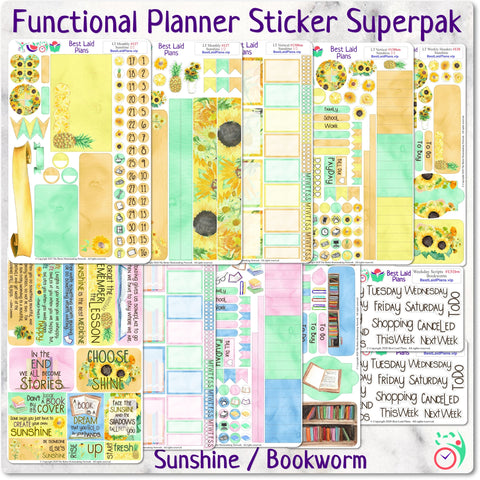 Image of Functional Planner Sticker Superpak - Sunshine / Bookworm