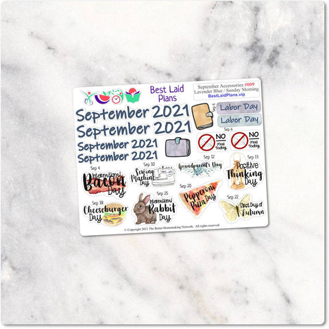 Image of September Calendar Planner Holiday Stickers