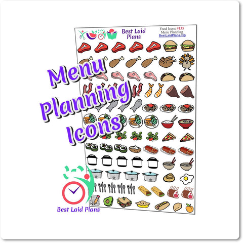 Image of Food Menu Planning Doodle Icon Stickers