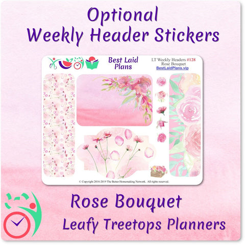 Image of Leafy Treetops Vertical Weekly Kit Watercolor Rose Bouquet